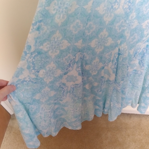 Ruby Rd. Blue and White Medallion Print Sleeveless Tank Maxi Dress Small Petite - Picture 4 of 10